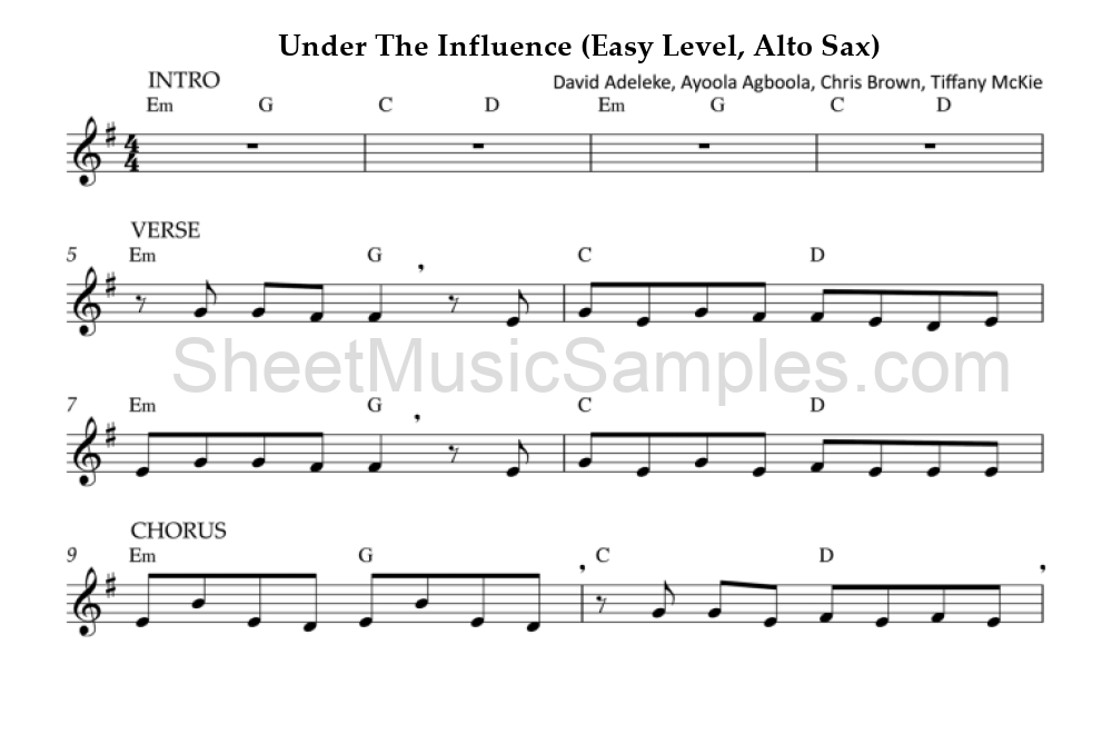 Under The Influence (Easy Level, Alto Sax)