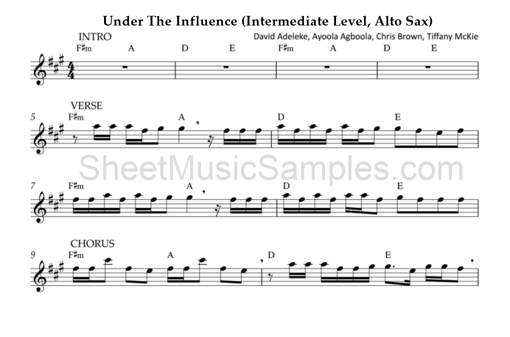 Under The Influence (Intermediate Level, Alto Sax)