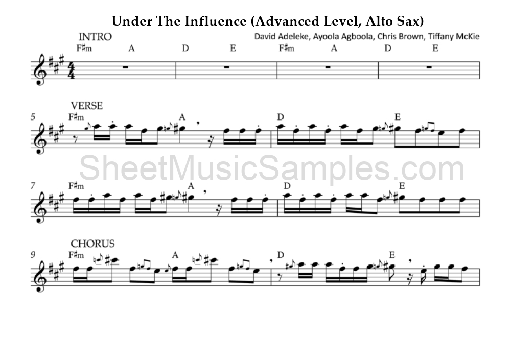 Under The Influence (Advanced Level, Alto Sax)