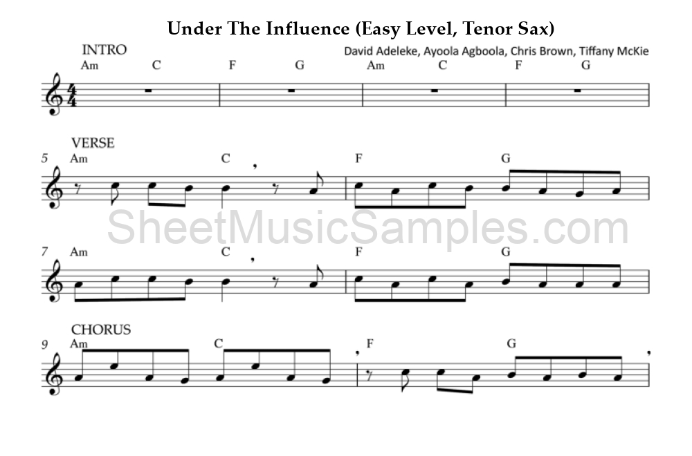 Under The Influence (Easy Level, Tenor Sax)