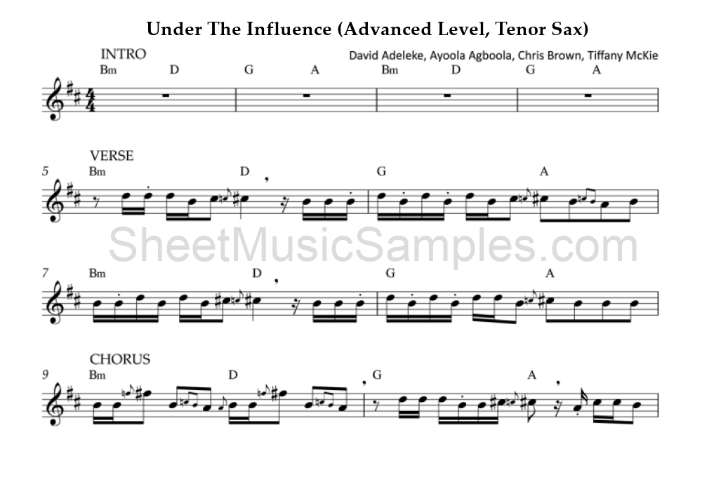 Under The Influence (Advanced Level, Tenor Sax)