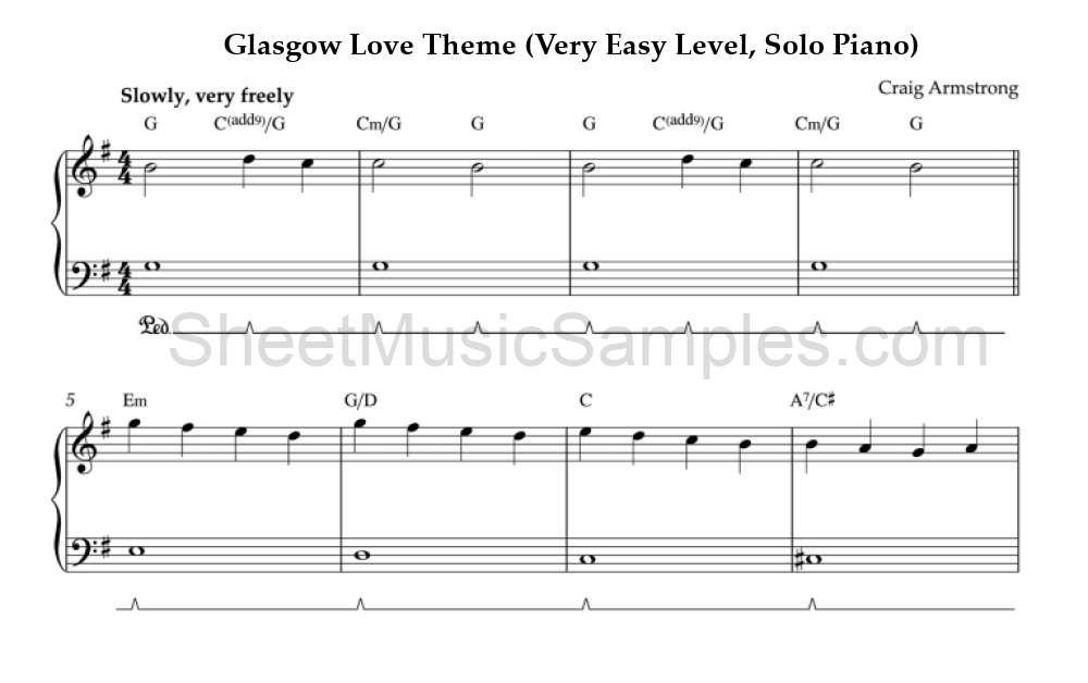 Glasgow Love Theme (Very Easy Level, Solo Piano)