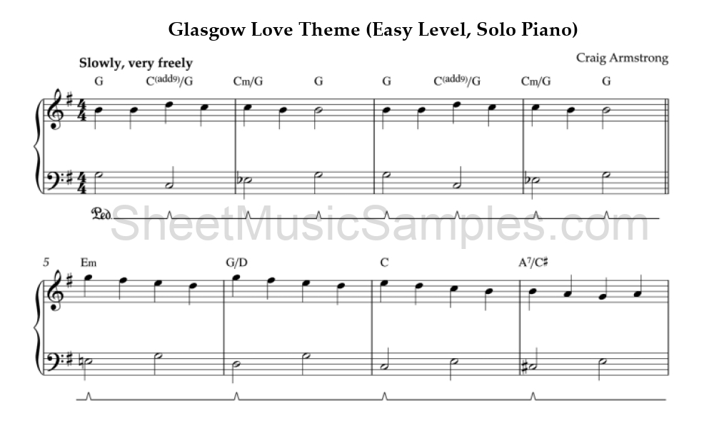 Glasgow Love Theme (Easy Level, Solo Piano)