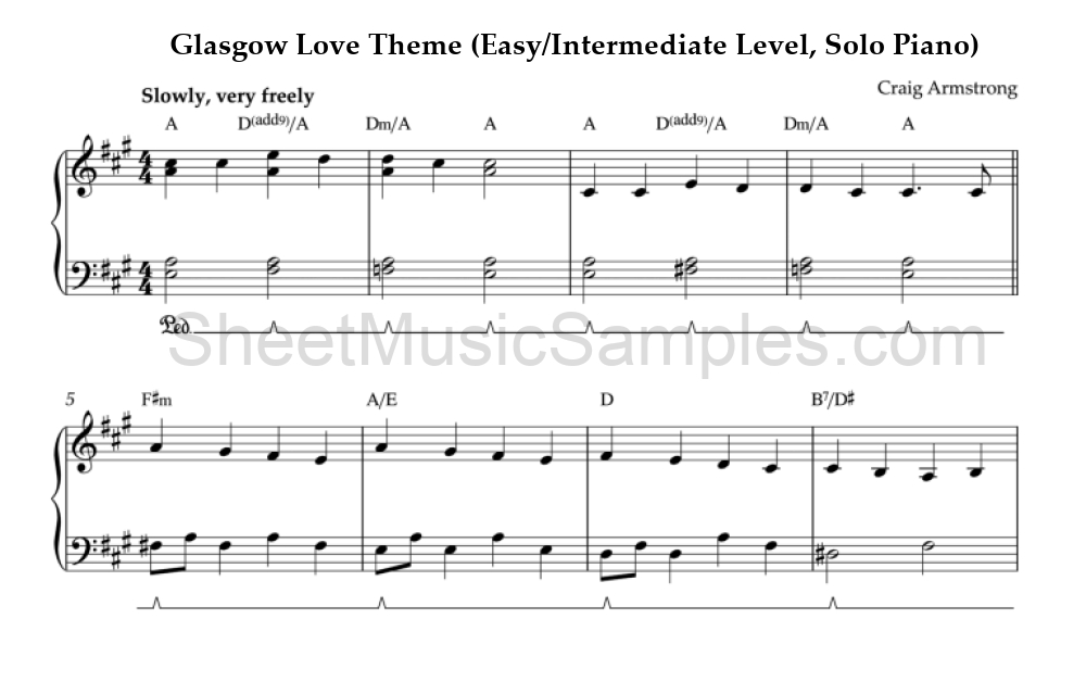 Glasgow Love Theme (Easy/Intermediate Level, Solo Piano)