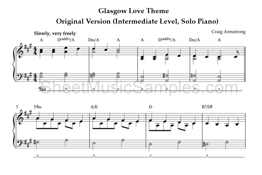 Glasgow Love Theme - Original Version (Intermediate Level, Solo Piano)