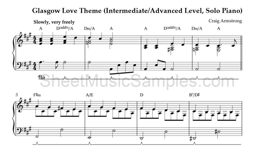 Glasgow Love Theme (Intermediate/Advanced Level, Solo Piano)