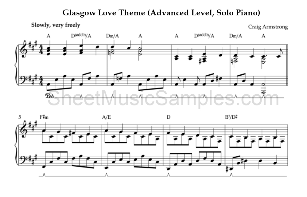 Glasgow Love Theme (Advanced Level, Solo Piano)