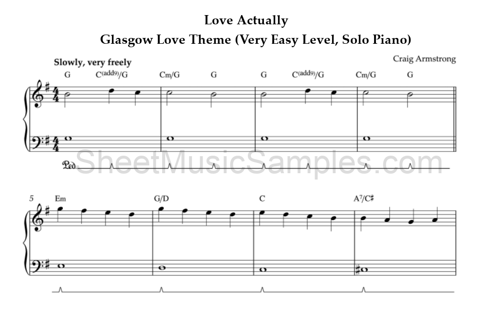 Love Actually - Glasgow Love Theme (Very Easy Level, Solo Piano)