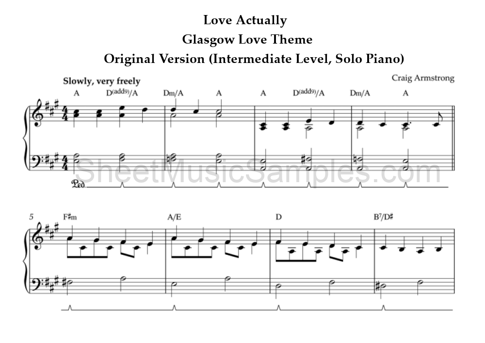 Love Actually - Glasgow Love Theme - Original Version (Intermediate Level, Solo Piano)