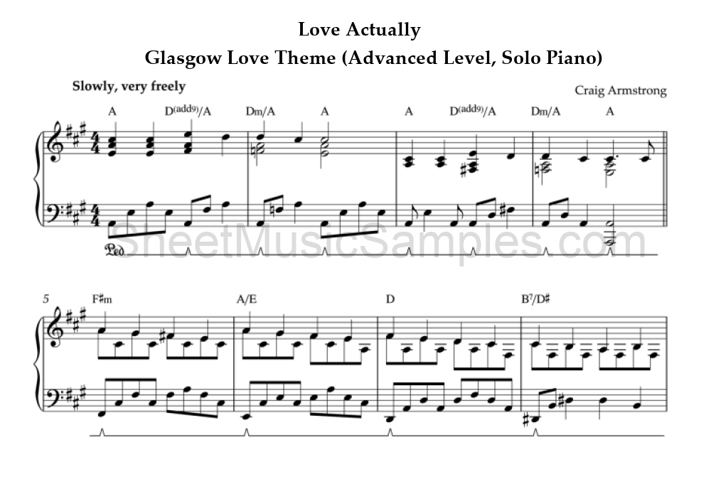 Love Actually - Glasgow Love Theme (Advanced Level, Solo Piano)