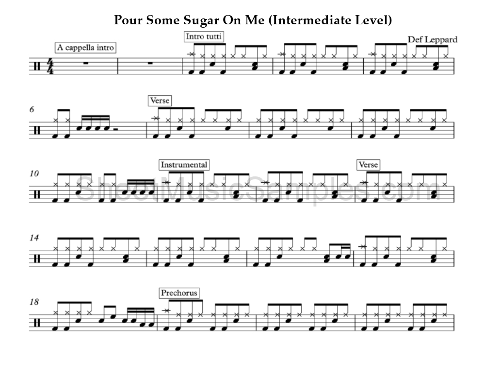 Pour Some Sugar On Me (Intermediate Level)