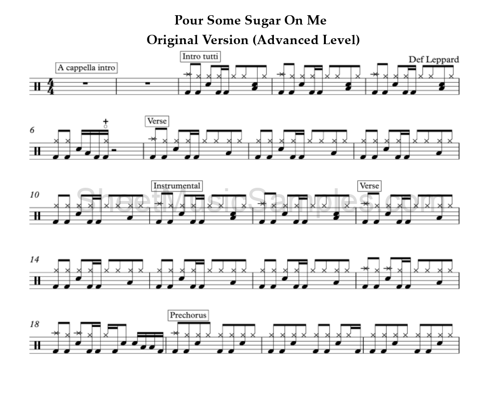 Pour Some Sugar On Me - Original Version (Advanced Level)