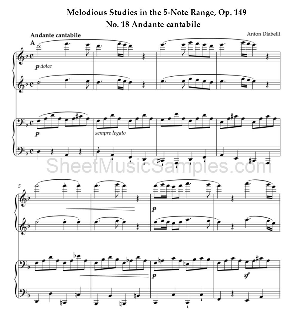 Melodious Studies in the 5-Note Range, Op. 149 - No. 18 Andante cantabile