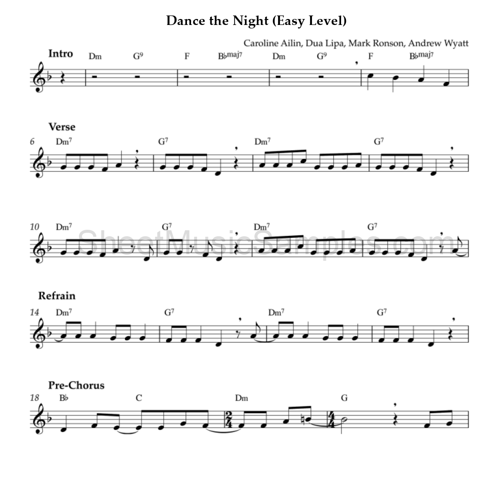 Dance the Night (Easy Level)