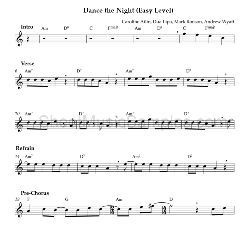 Dance the Night (Easy Level)