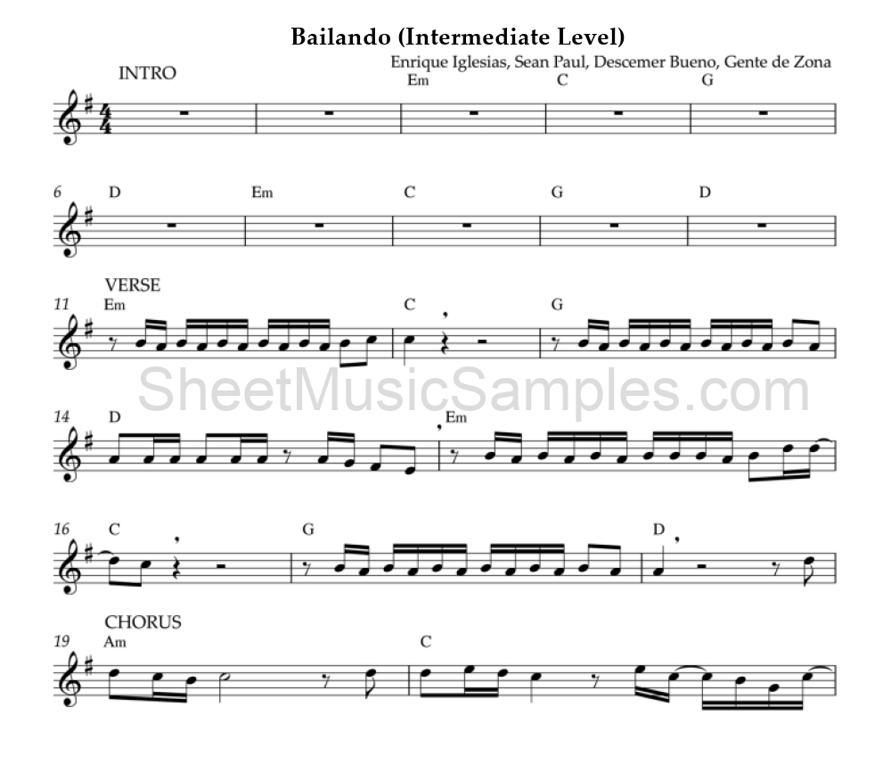 Bailando (Intermediate Level)