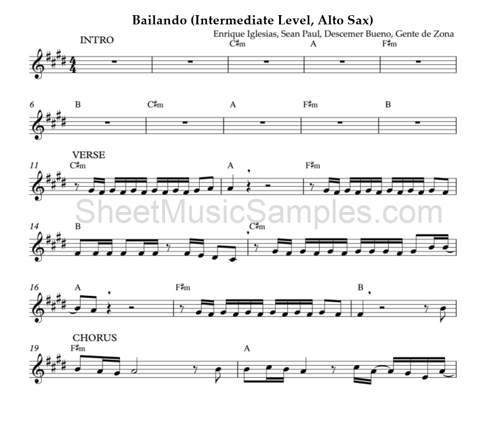 Bailando (Intermediate Level, Alto Sax)