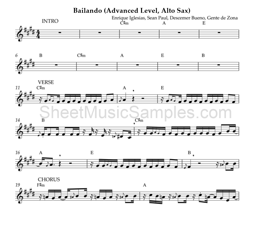 Bailando (Advanced Level, Alto Sax)