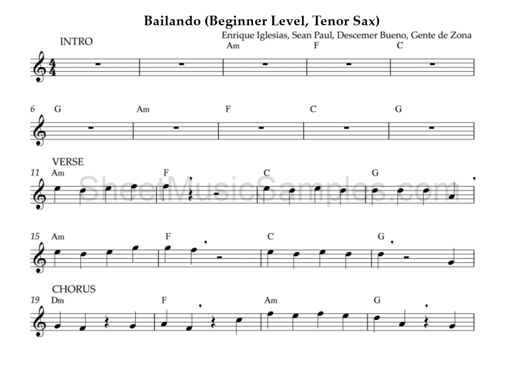 Bailando (Beginner Level, Tenor Sax)