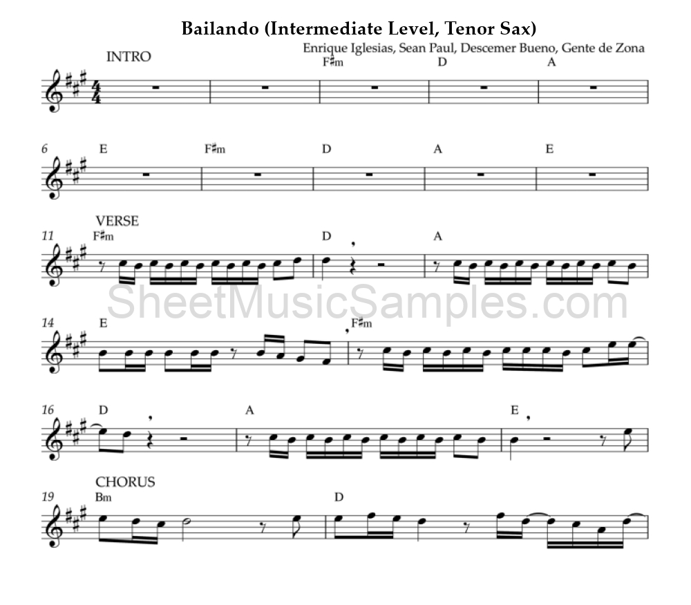 Bailando (Intermediate Level, Tenor Sax)