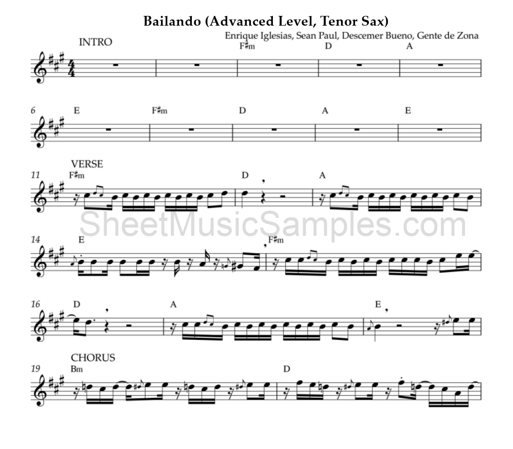 Bailando (Advanced Level, Tenor Sax)