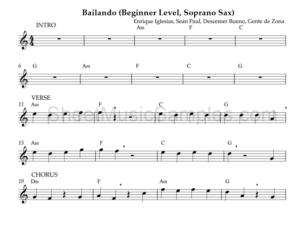 Bailando (Beginner Level, Soprano Sax)