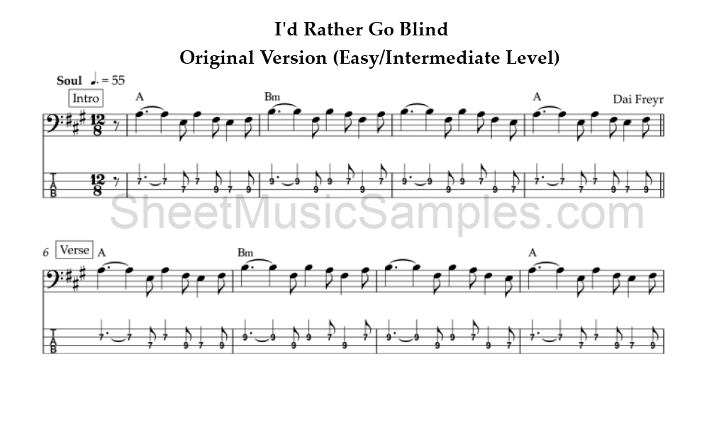 I'd Rather Go Blind - Original Version (Easy/Intermediate Level)