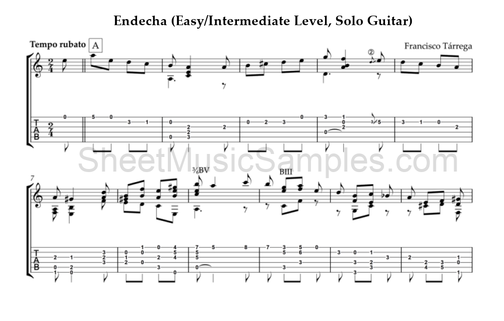 Endecha (Easy/Intermediate Level, Solo Guitar)