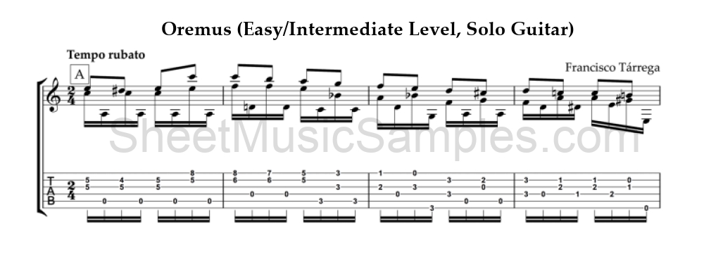 Oremus (Easy/Intermediate Level, Solo Guitar)