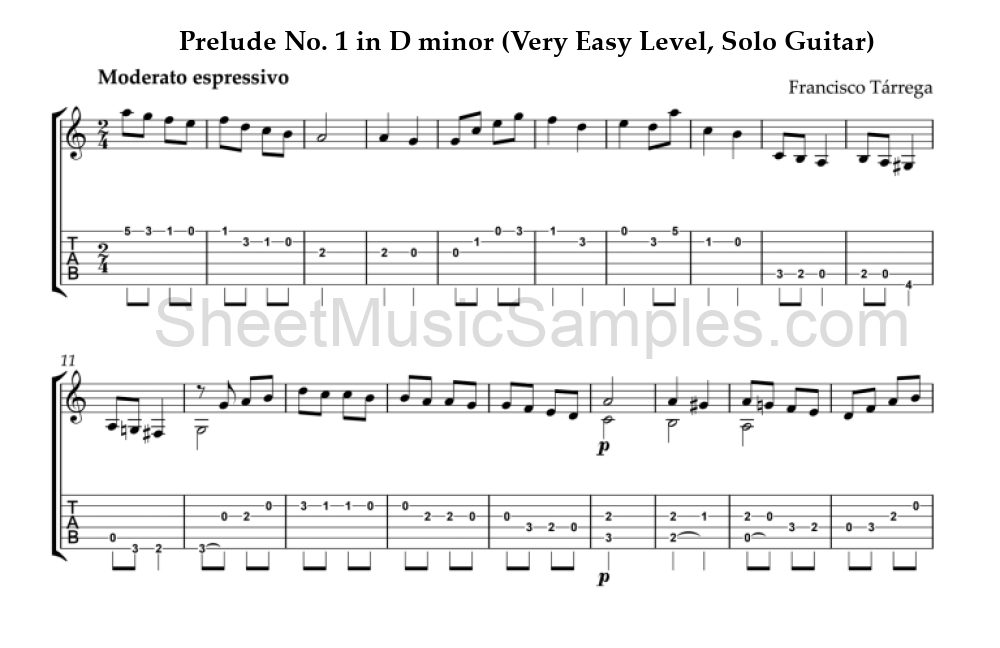 Prelude No. 1 in D minor (Very Easy Level, Solo Guitar)