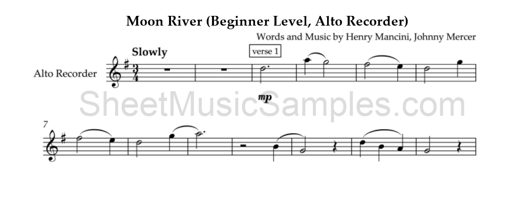 Moon River (Beginner Level, Alto Recorder)