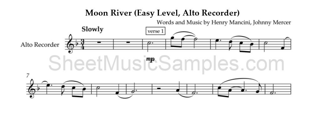 Moon River (Easy Level, Alto Recorder)