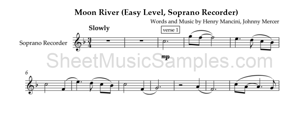 Moon River (Easy Level, Soprano Recorder)