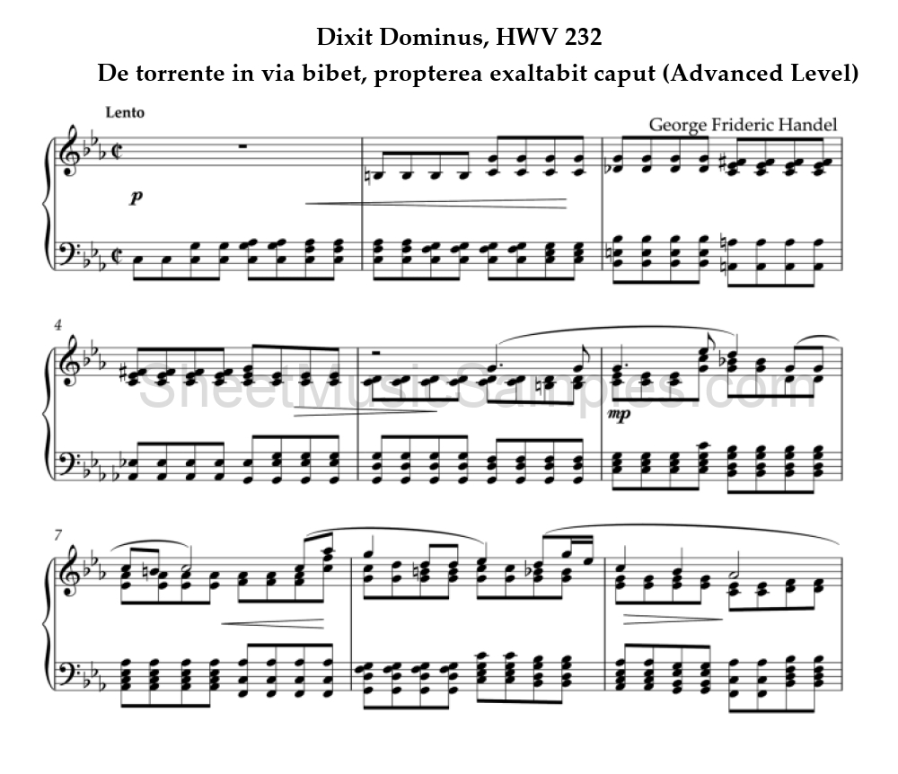 Dixit Dominus, HWV 232 - De torrente in via bibet, propterea exaltabit caput (Advanced Level)