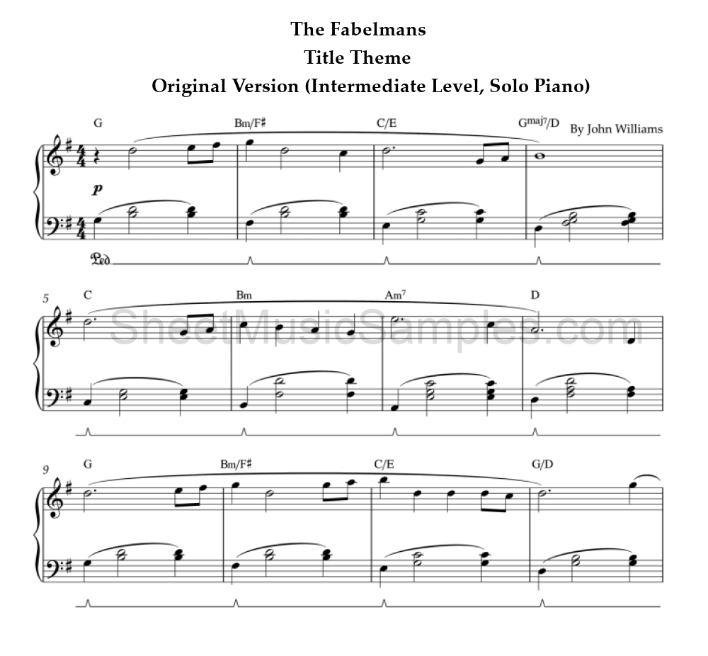 The Fabelmans - Title Theme - Original Version (Intermediate Level, Solo Piano)