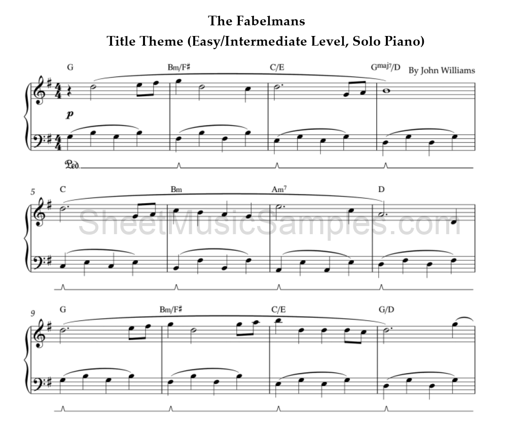 The Fabelmans - Title Theme (Easy/Intermediate Level, Solo Piano)