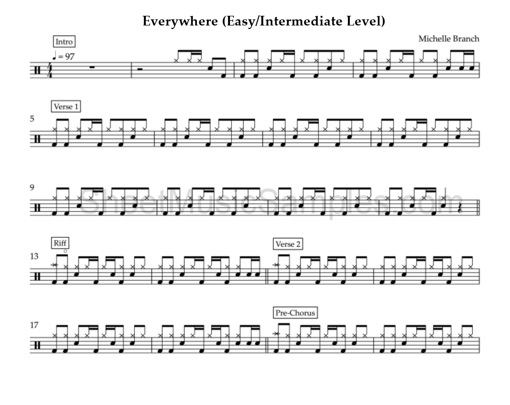 Everywhere (Easy/Intermediate Level)