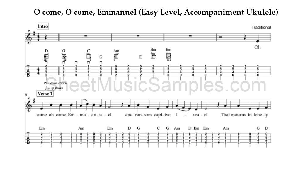 O come, O come, Emmanuel (Easy Level, Accompaniment Ukulele)