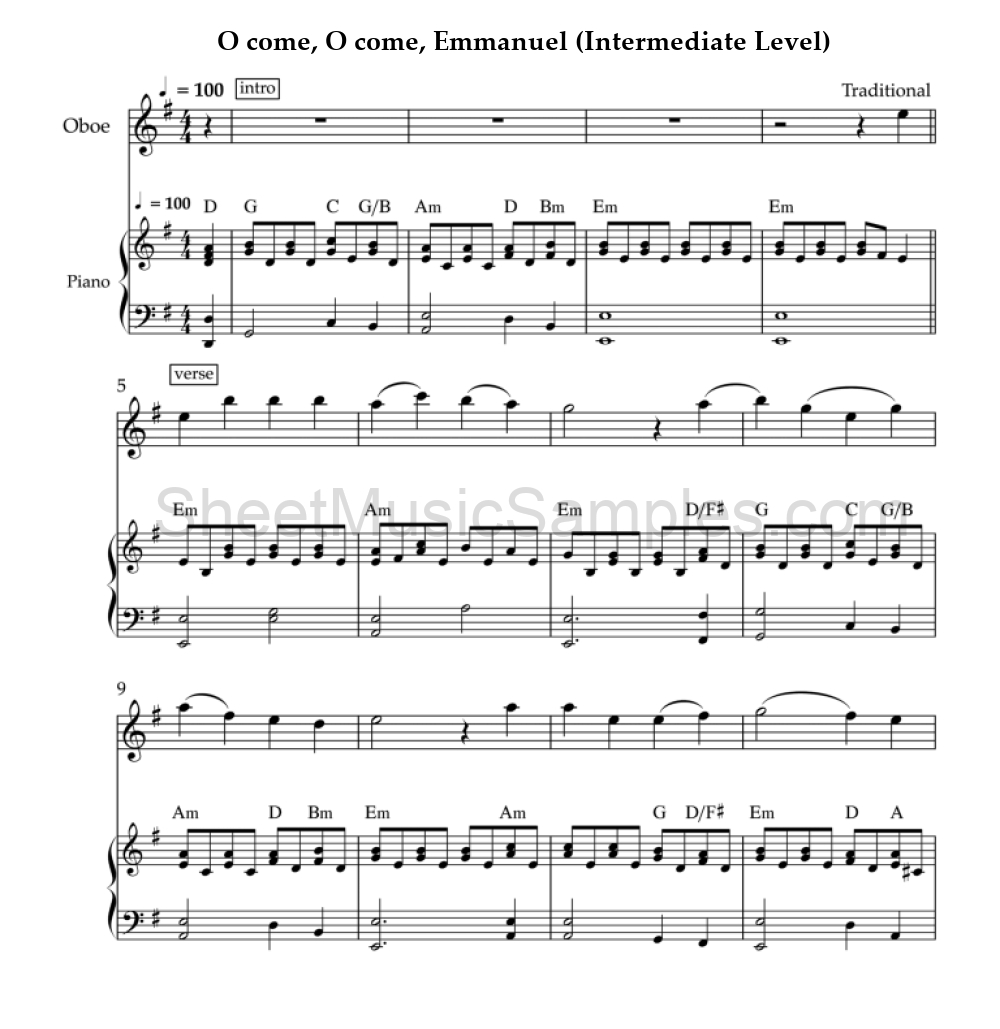 O come, O come, Emmanuel (Intermediate Level)