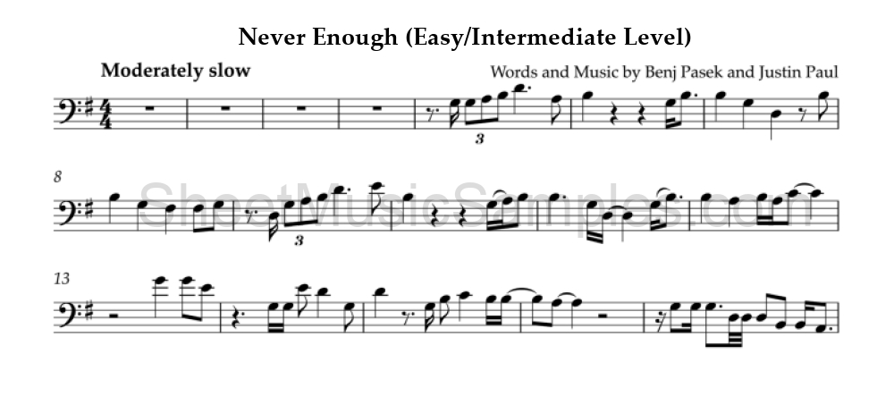 Never Enough (Easy/Intermediate Level)