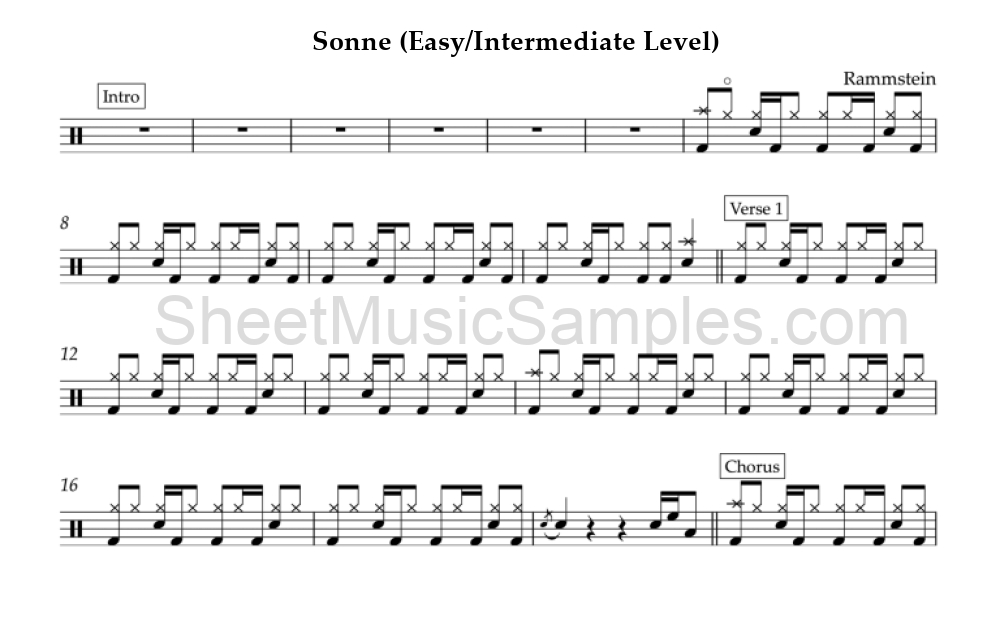 Sonne (Easy/Intermediate Level)