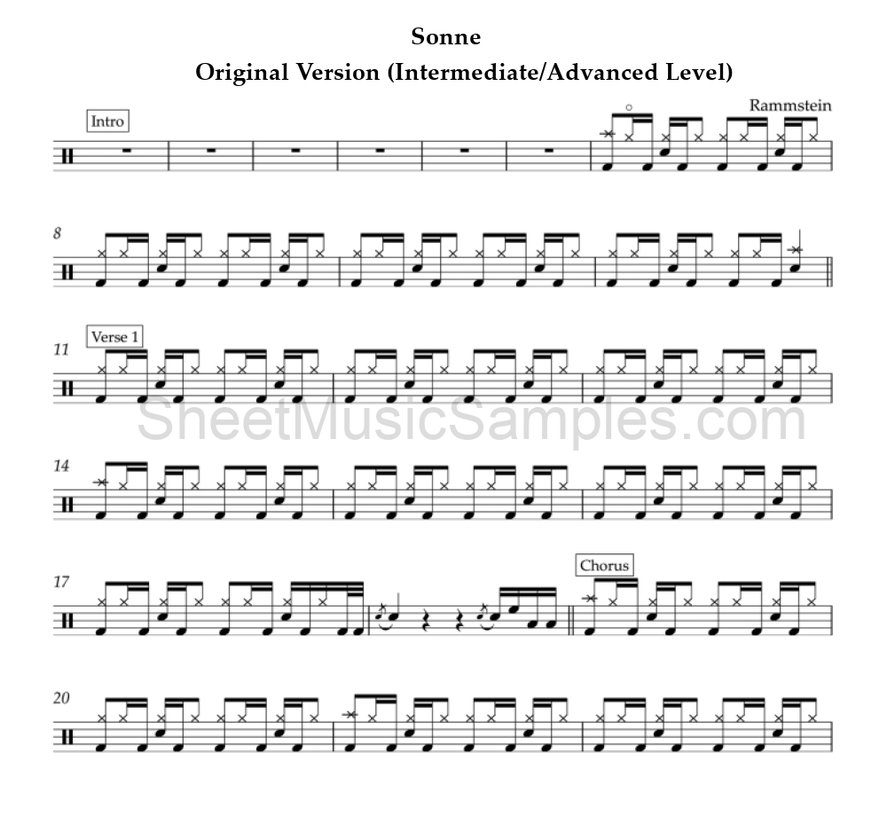 Sonne - Original Version (Intermediate/Advanced Level)