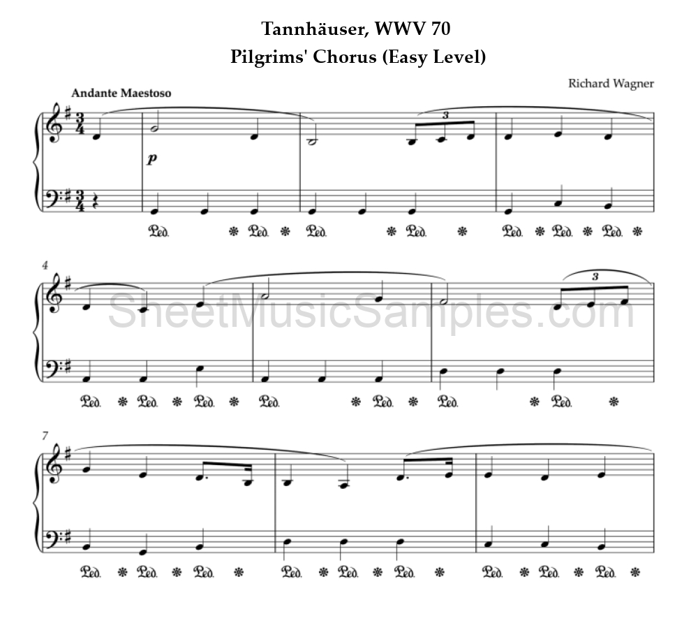 Tannhäuser, WWV 70 - Pilgrims' Chorus (Easy Level)