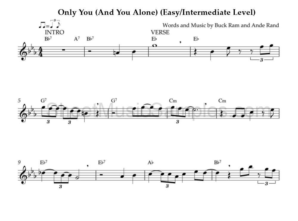 Only You (And You Alone) (Easy/Intermediate Level)