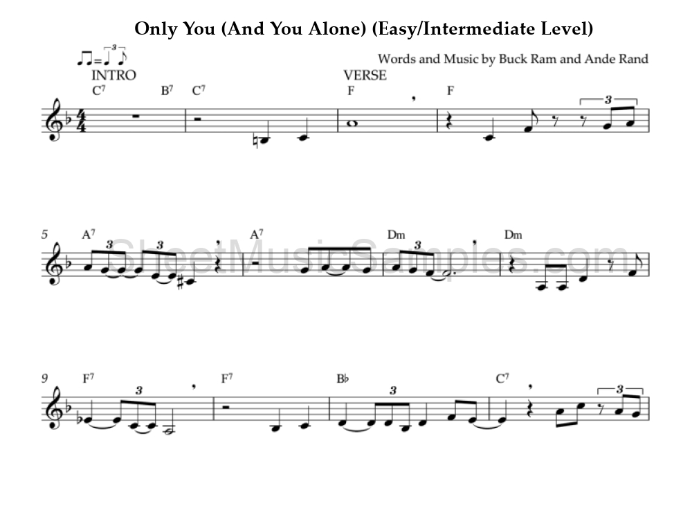 Only You (And You Alone) (Easy/Intermediate Level)