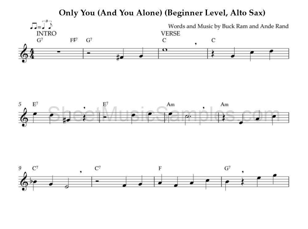 Only You (And You Alone) (Beginner Level, Alto Sax)