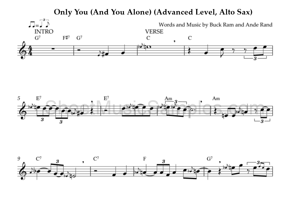 Only You (And You Alone) (Advanced Level, Alto Sax)