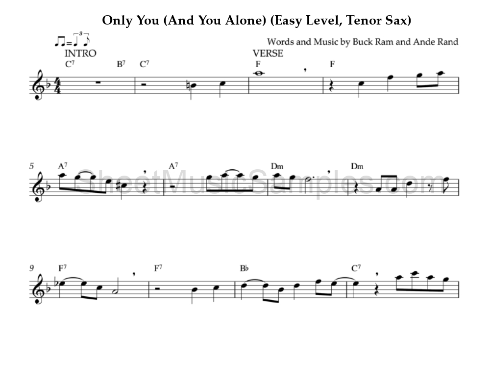 Only You (And You Alone) (Easy Level, Tenor Sax)