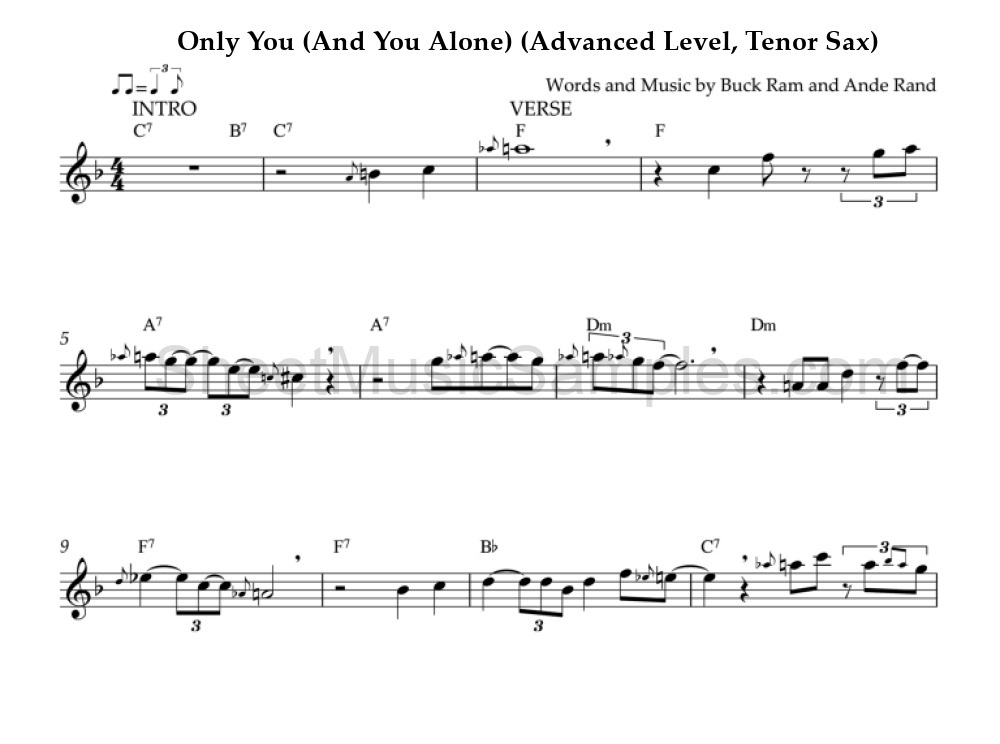 Only You (And You Alone) (Advanced Level, Tenor Sax)