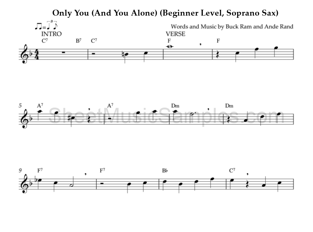 Only You (And You Alone) (Beginner Level, Soprano Sax)